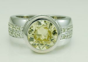 Yellow diamond white gold ring