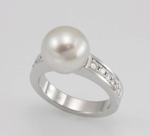 adelaide diamond and pearl ring