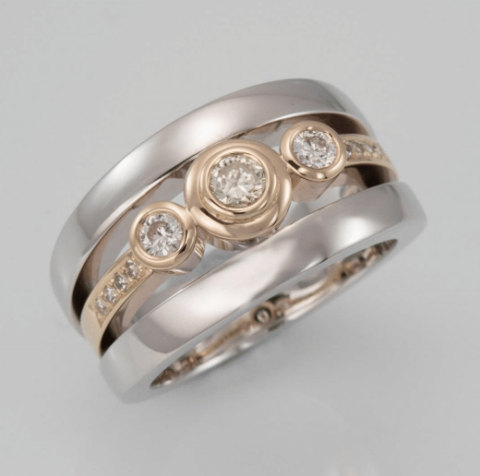 adelaide three stone diamond ring