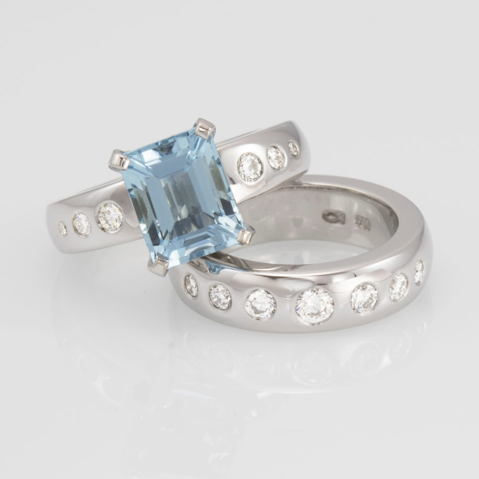 aquamarine and diamond rings