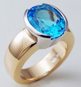 big blue topaz ring design