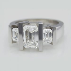 emerald cut diamonds and white gold