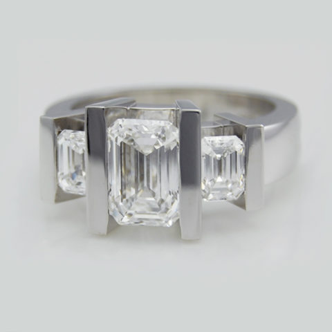 emerald cut diamonds and white gold