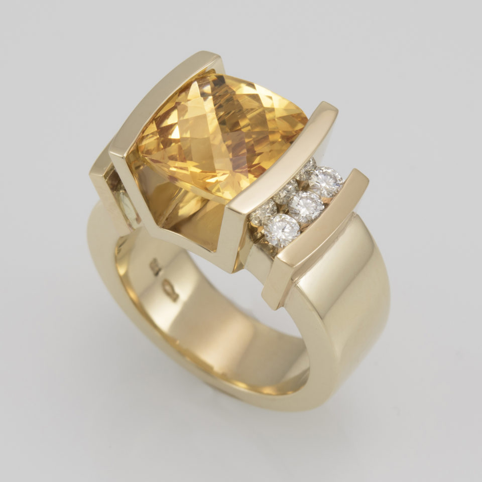 modern citrine diamond ring