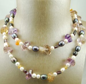 pearl and coloured stone necklace