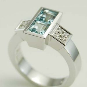 princess cut aquamarine ring