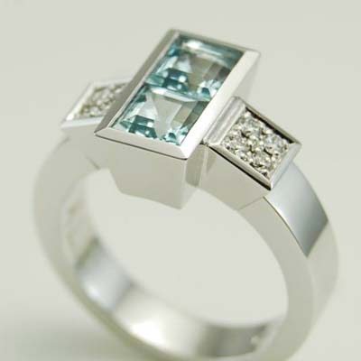 princess cut aquamarine ring