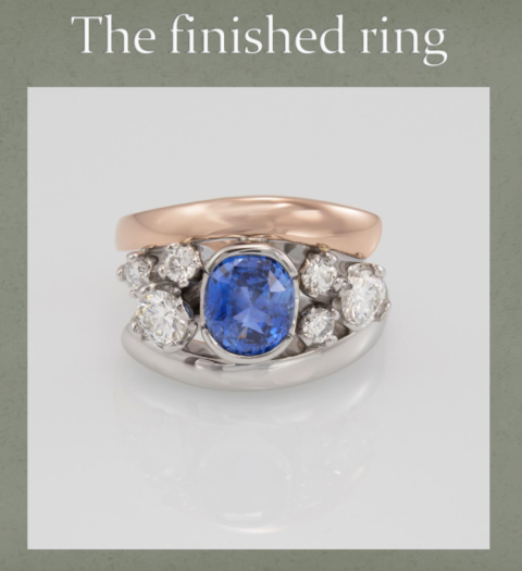 sapphire and rose gold ring