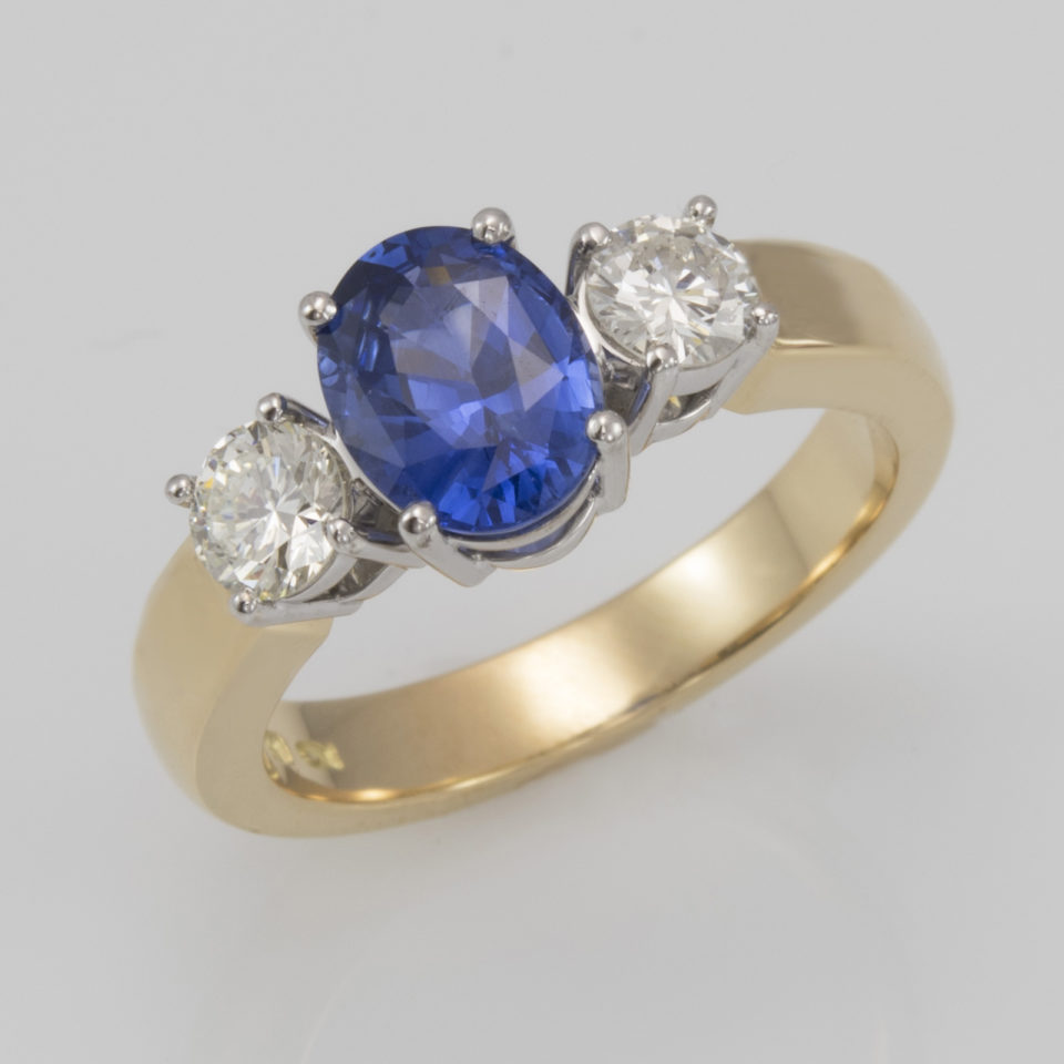 sapphire claw set diamonds
