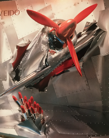 shiny metal and red design